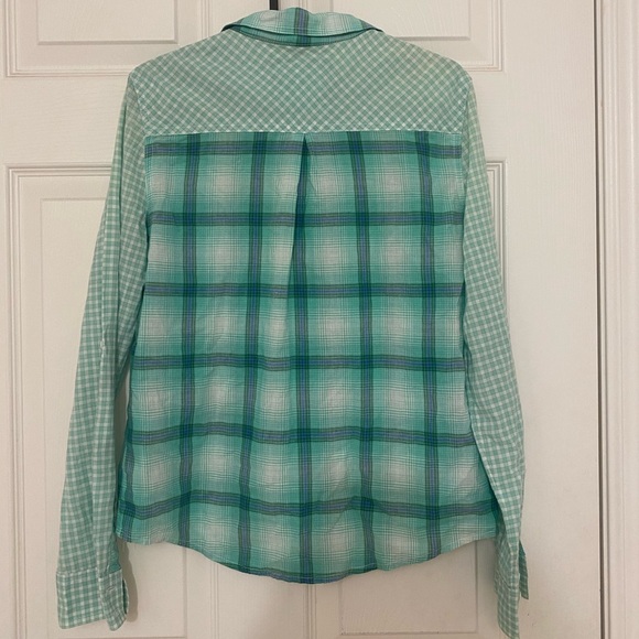 Seafoam Green Plaid Flannel Button-up - Picture 3 of 4